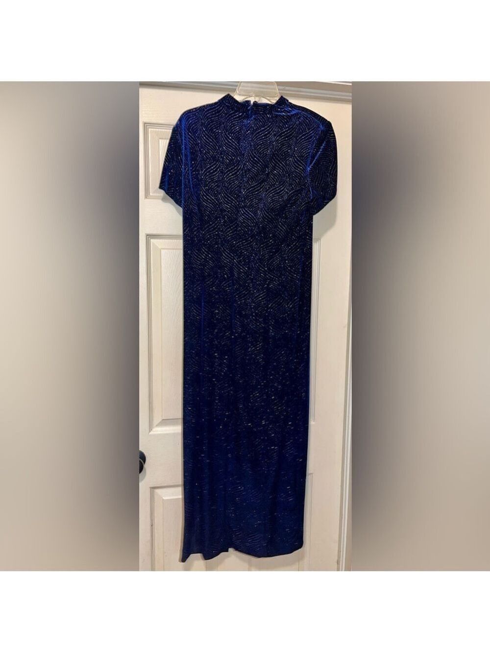 Vintage Navy Blue Velvet Formal Evening Dress - Picture 7 of 10